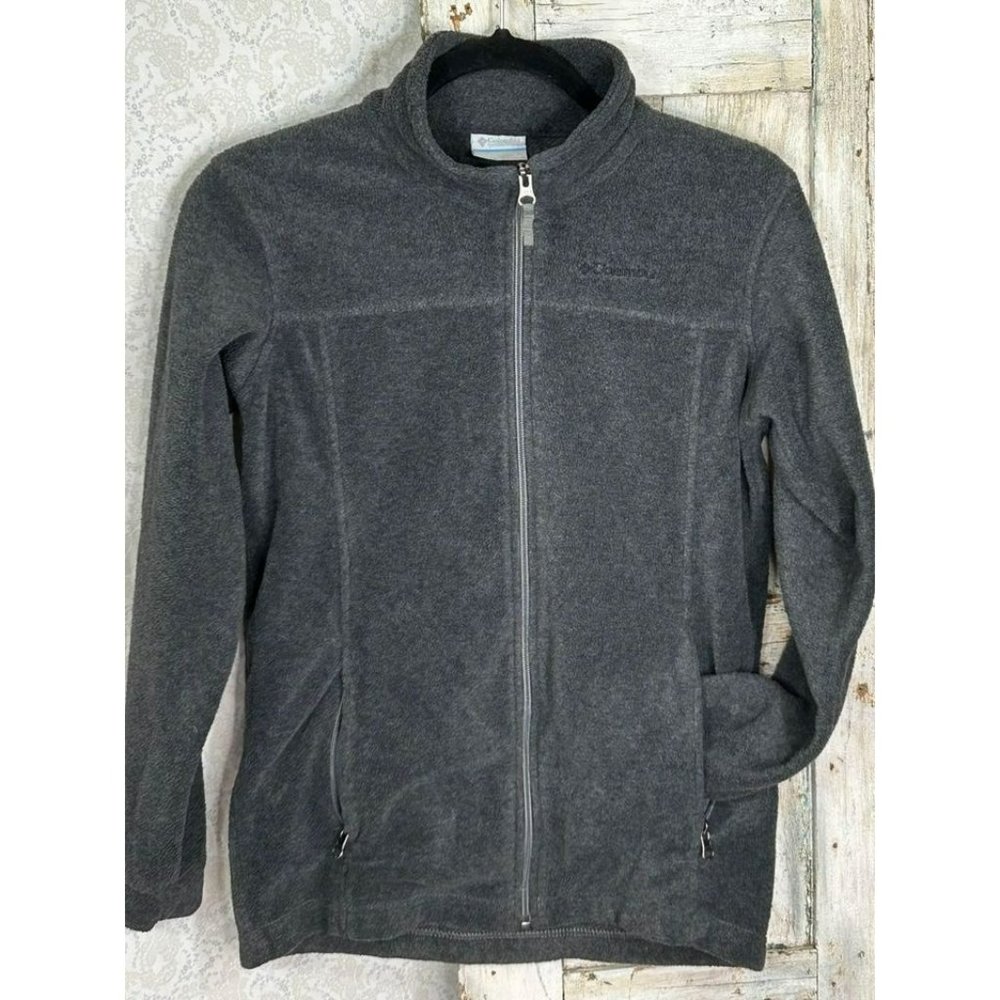 Columbia Fleece Jacket Gray Zippered Pockets Girl’s Size Large (14/16)
